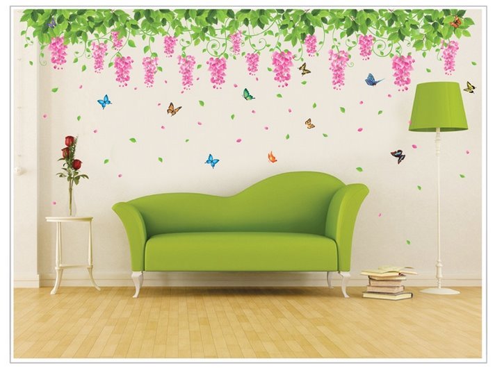 Decal dán tường giàn hoa hồng 1 có keo sẵn PK92