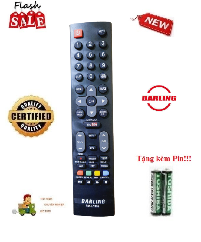 Bảng giá Remote Điều khiển tivi Darling RM-L1359 các dòng LED/LCD/Smart TV- Hàng loại tốt Tặng kèm Pin