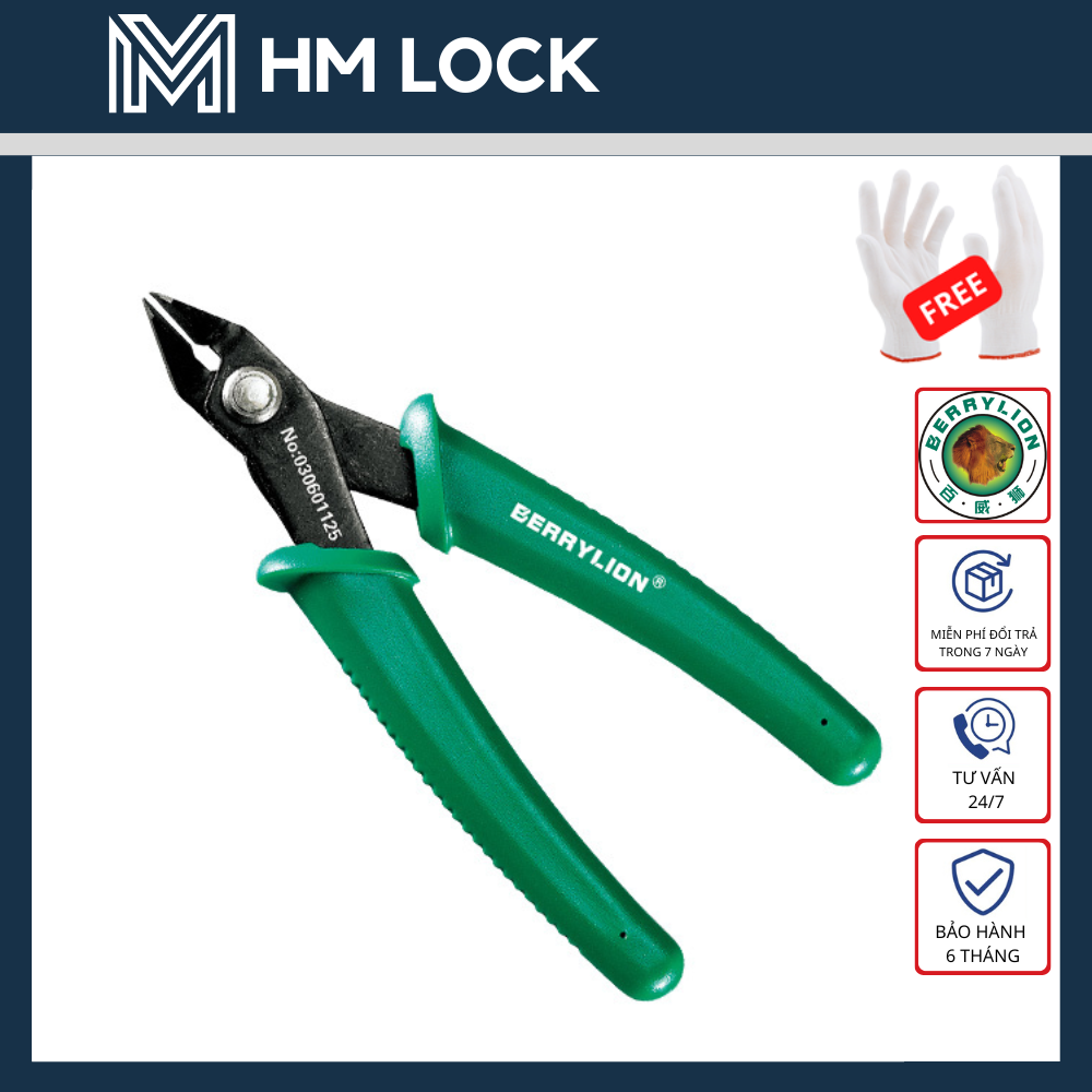 Kìm cắt chân linh kiện điện tử berrylion 5 inch - hàng công ty chính hãng - hm lock