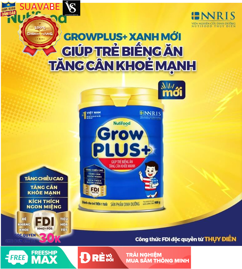 Sữa bột Nuti Grow Plus + 1.5kg (Xanh)