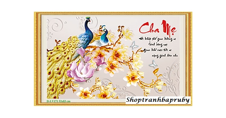Tranh đính đá cha mẹ lv171 kích thước 55 x 83 cm