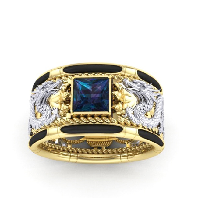 Nhẫn nam đá thạch anh mạ vàng 18k - RM01076