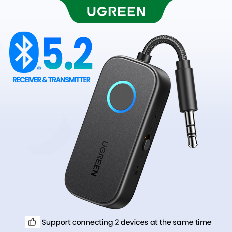 UGREEN Bluetooth 5.4 5.2 Transmitter Receiver 2-in-1 Wireless 3.5mm Aux Bluetooth Adapter Compatible with Car Home Stereo System Headphones Model: 35222
