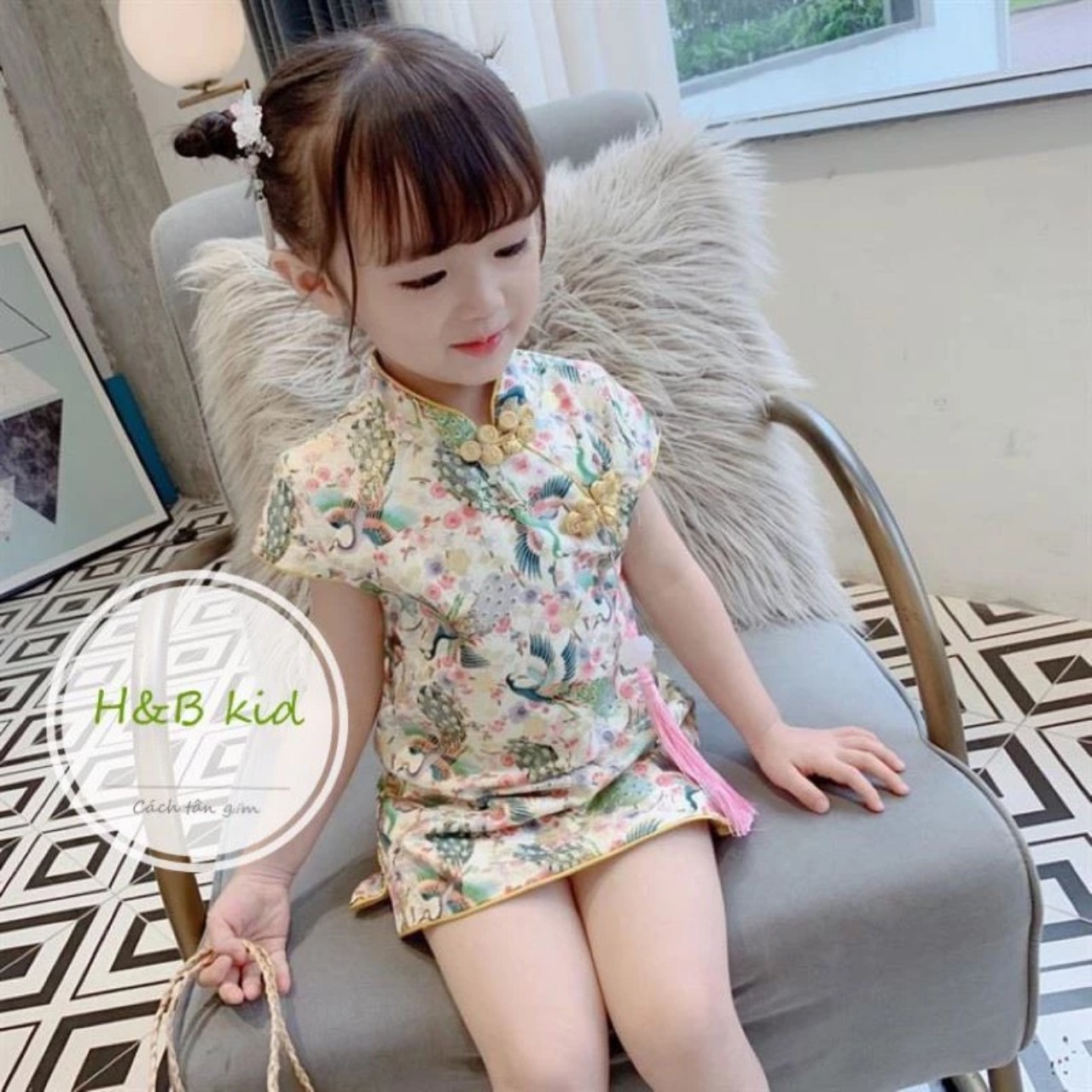 Váy sườn xám cho bé gái điệu