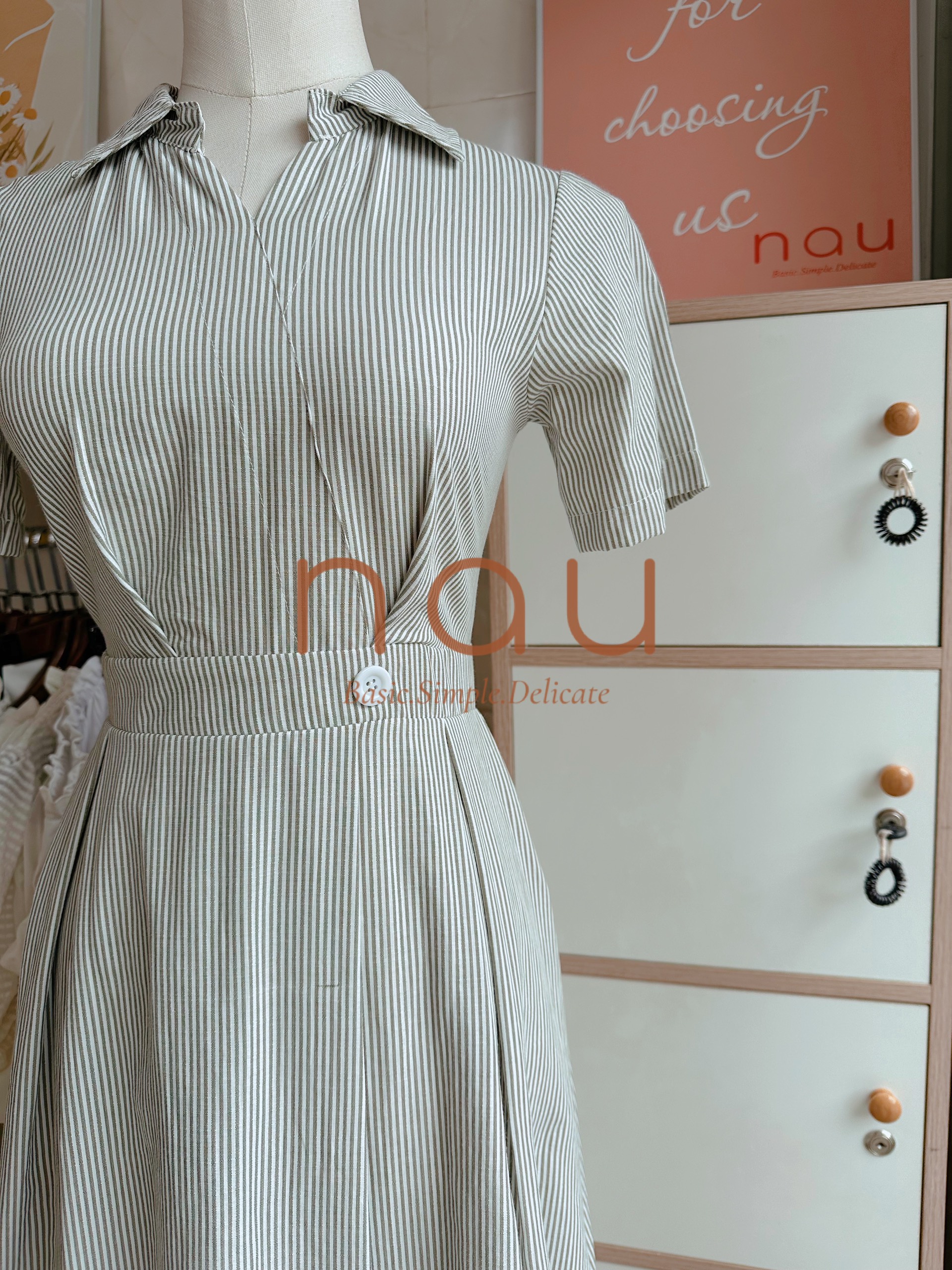 Blue striped midi shirt