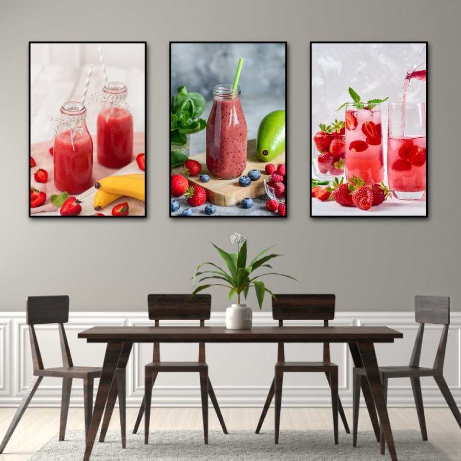 (20 patterns) 3 panel set Kitchen cafe decor painting milk tea shop decor beautiful wall pictures dining room canvas painting