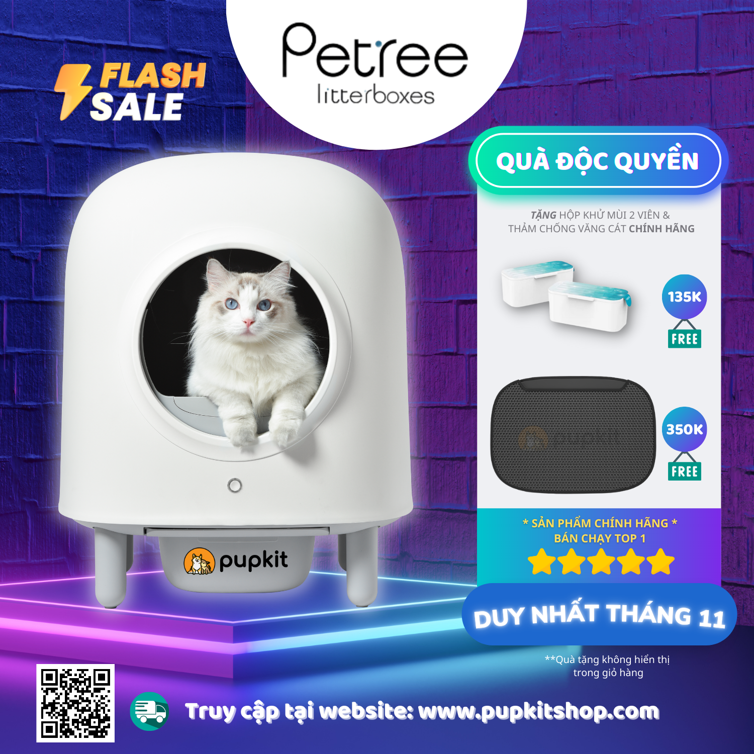 Máy vệ sinh mèo tự động petree wifi thế hệ 2