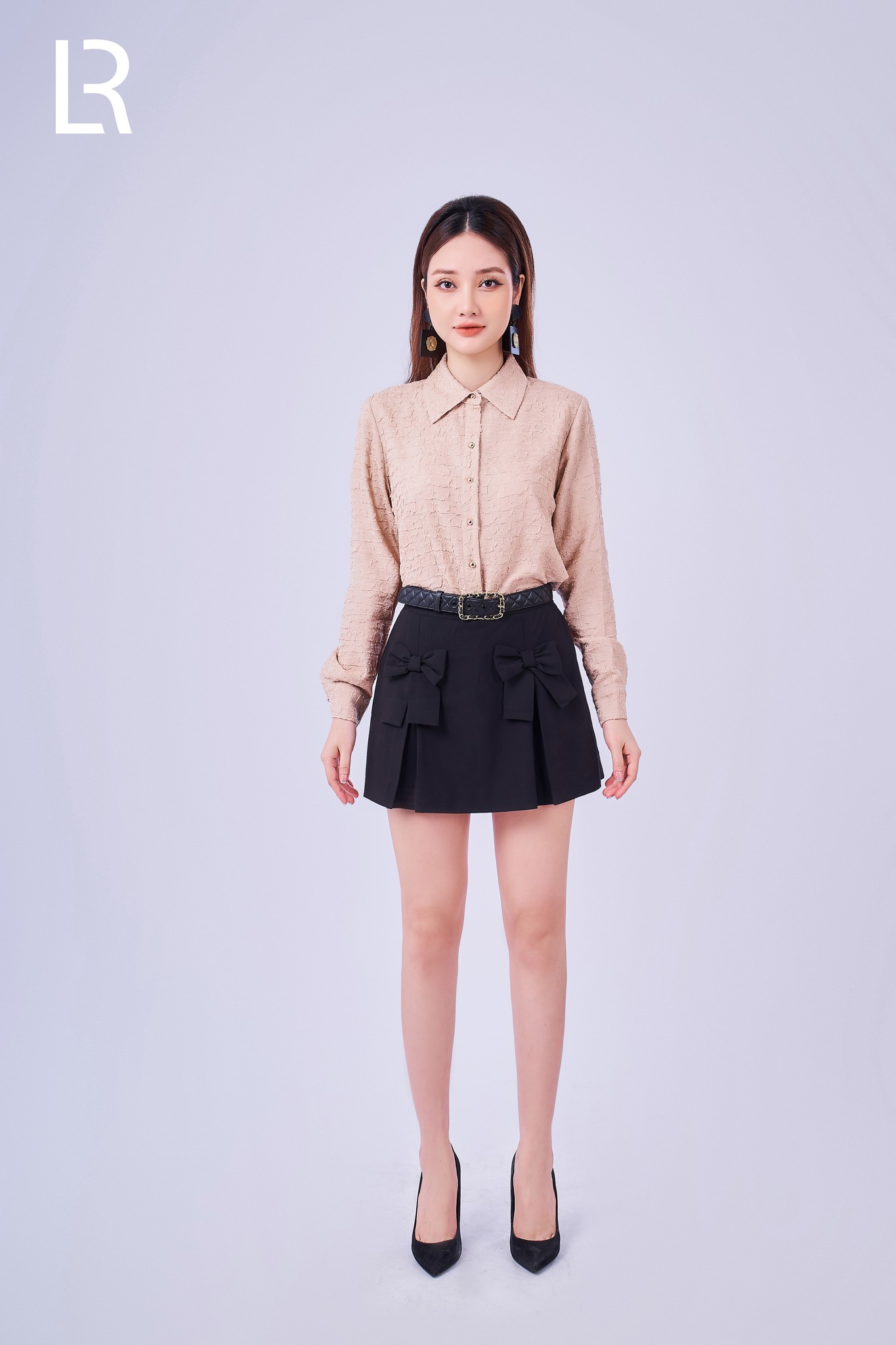 Áo sơ mi dài tay chất liệu lụa xốp hàn CLARA MARE LAB0010