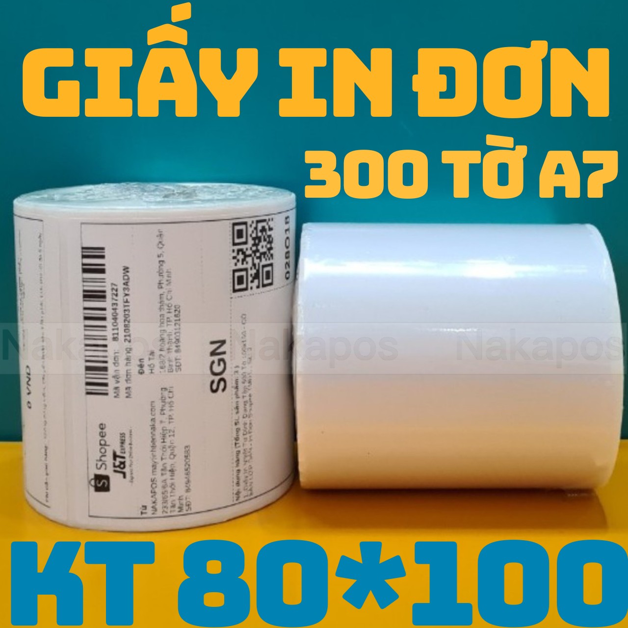Giấy In Nhiệt 80x100 giấy nhiệt kích thước 8x10 Dạng Cuộn 300 Tem Có Sẵn Lớp Dán A7
