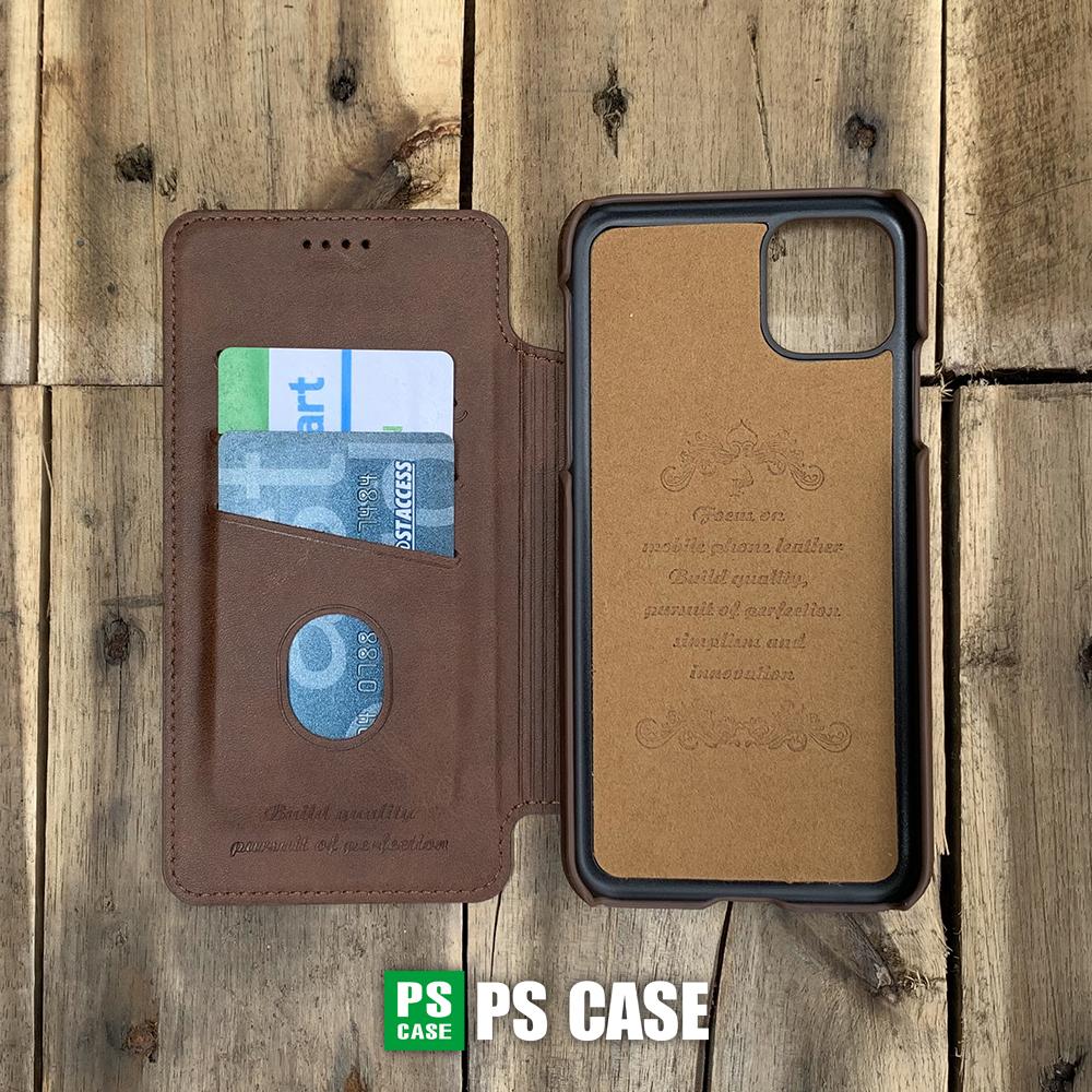 Bao da kiêm ví dành cho iPhone 11 Pro Max - màu nâu - PS Case Phân Phối