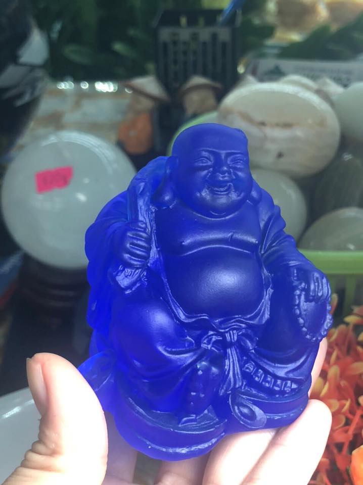 Tượng Di Lặc đá thạch anh lưu ly - Cao 7 cm