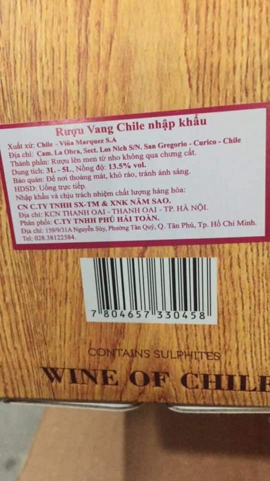 Rượu Vang Bịch Chile Santo Molina 3L