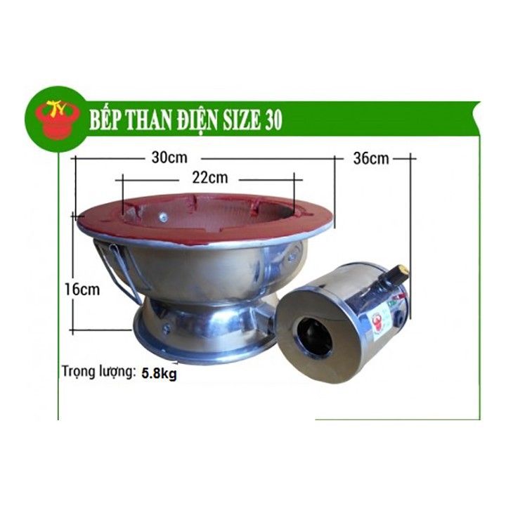 Charcoal Stove with Electric Fan, Size 30cm, Tri Viet