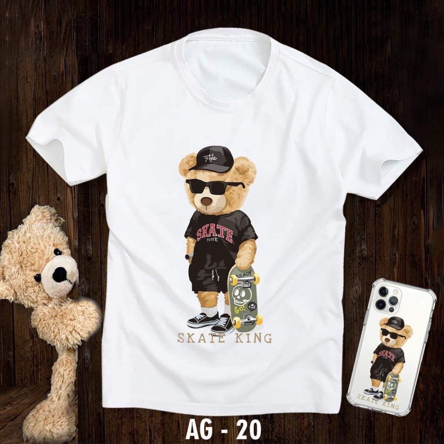 Áo gia đình Familylove - Mẫu Đồng phục gia đình Gấu Skate cực dễ thương chất liệu cotton 100% co giãn
