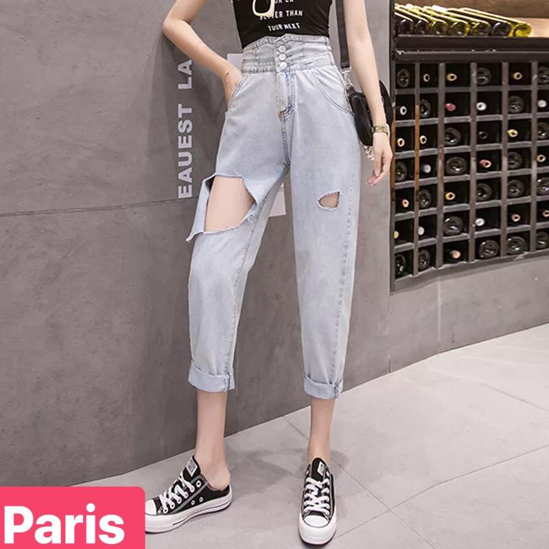 QUẦN BAGGY JEAN NỮ CHẤT BÒ XANH 3 CÚC HOT LƯNG CAO NÂNG MÔNG HÀN QUỐC PR-036 CAO CẤP - PARIS FASHION