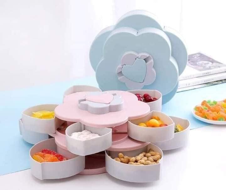 Khay mứt xoay 2 tầng 10 cánh