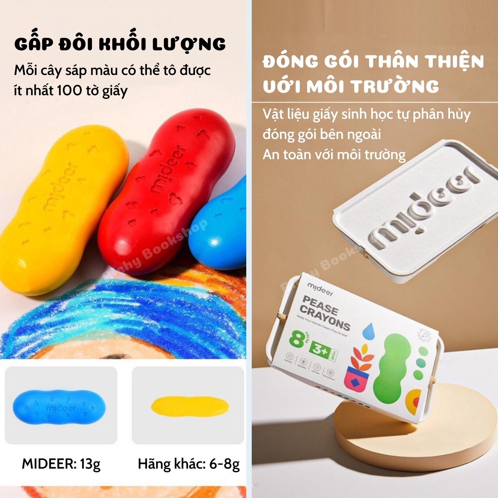 Màu Sáp Lụa Hữu Cơ Quả Đậu - Pease Crayons Mideer Cho Bé Từ 18m+