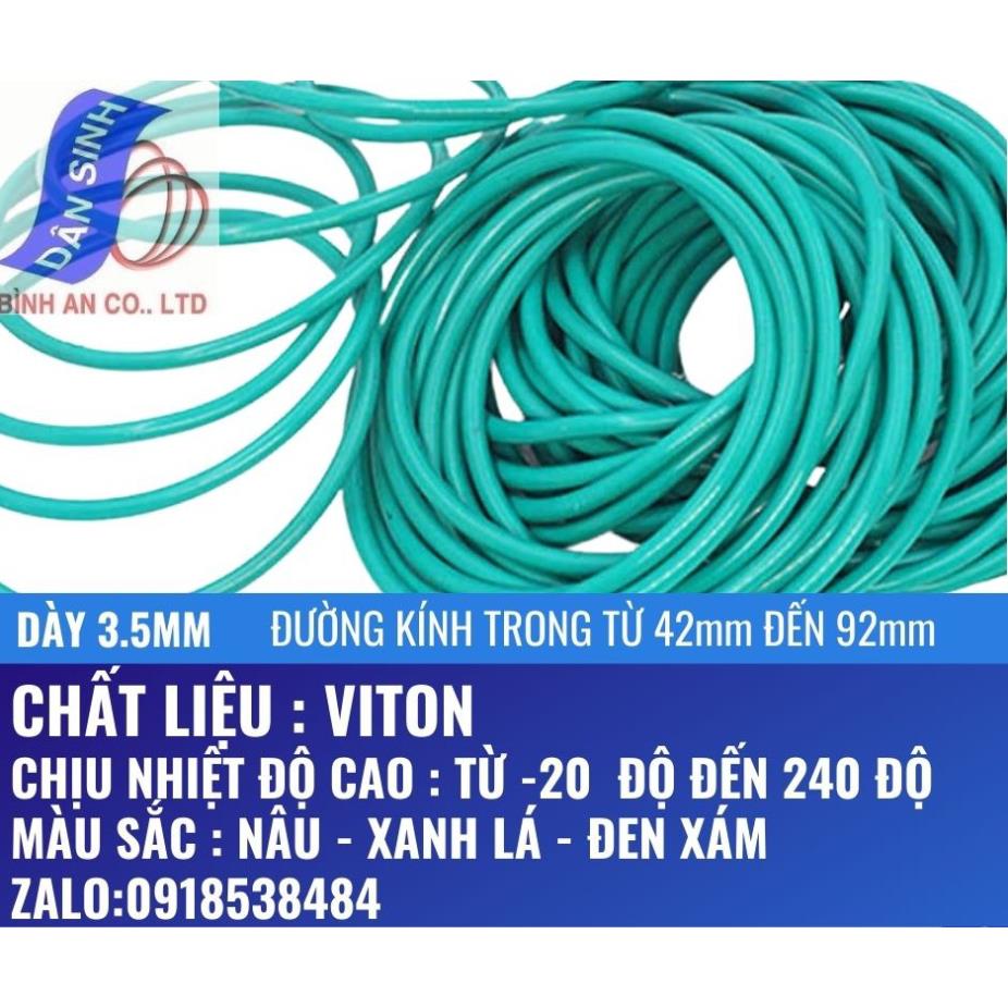 Dày 3.5mm * (42mm đến 92mm Đường kính trong)Gioăng VITON/FKM chịu nhiệt cao