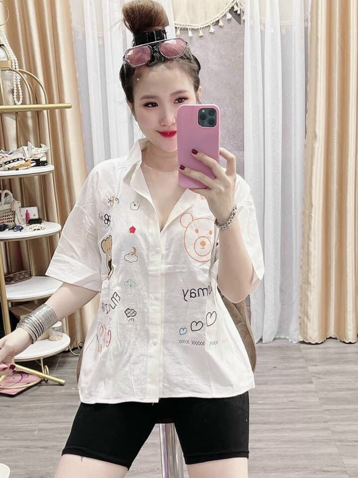 Set bộ lửng áo cổ sơ mi họa tiết kèm quần lửng