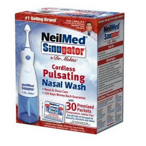 Máy rửa mũi neilmed sinugator cordless pulsating nasal wash - kèm 30 gói muối