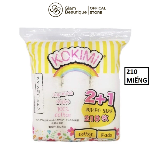 Bông tẩy trang Mihoo Kokimi Bông Tròn Túi 210 miếng Glam Beautique