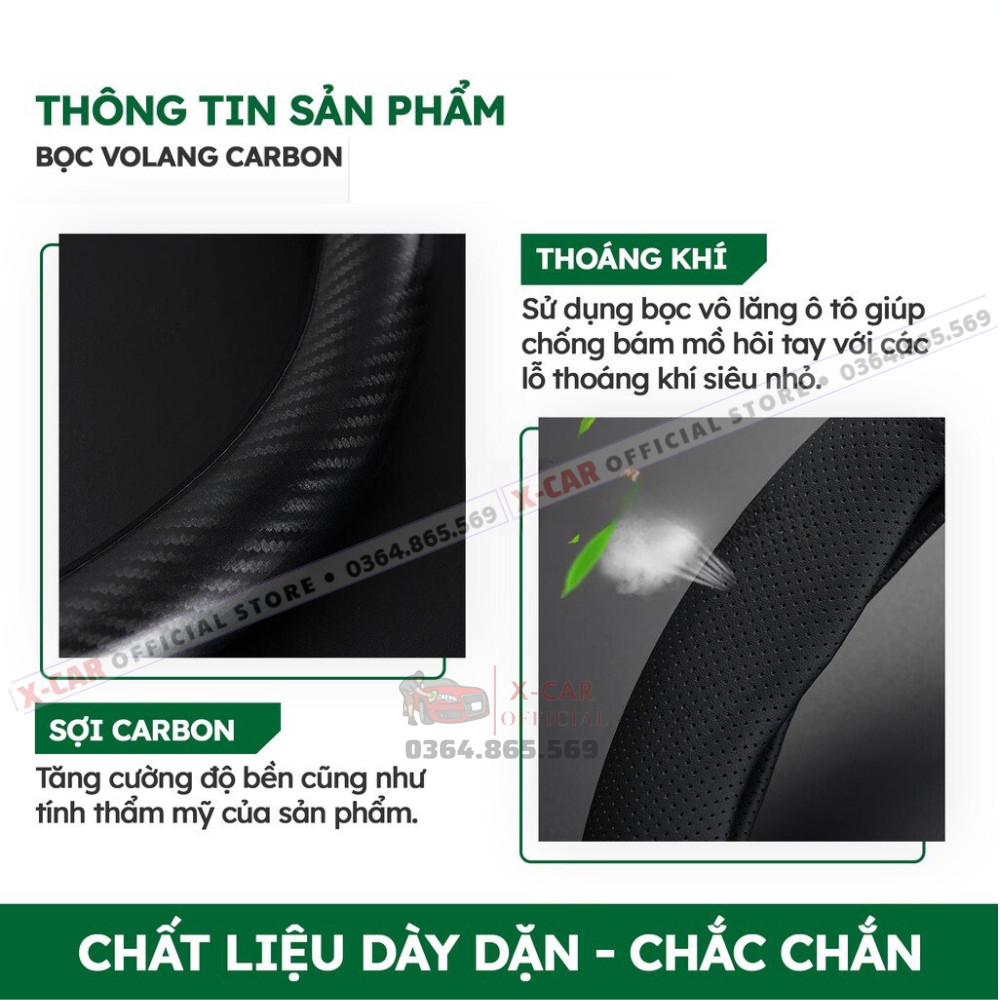 Bọc vô lăng carbon 4s cao cấp kèm logo Hãng