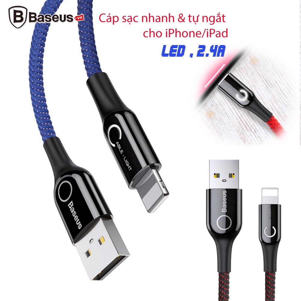 Cáp sạc thông minh tự ngắt khi sạc đầy pin hãng Baseus (phiên bản mới năm 2020) chuẩn Lightning cho iPhone / ipad dài 100 cm hỗ trợ sạc nhanh