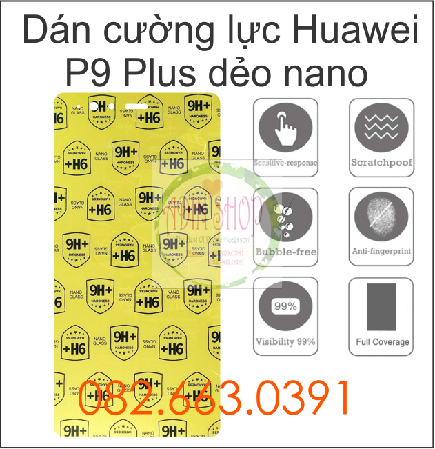 Dán cường lực Huawei P9 plus màn hình nano siêu bền