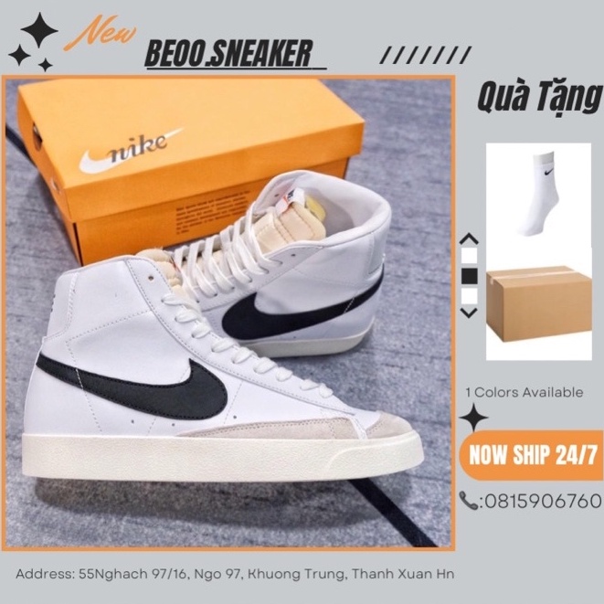 Giày Nike Blazer Mid 77 Vintage, blazer mid White Black HQ26012
