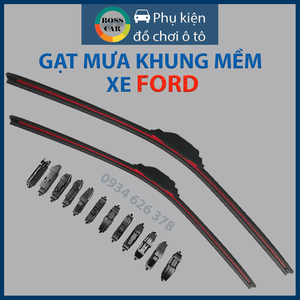 1 Cặp gạt mưa khung mềm xe Ford Ranger,Focus,Everest,Ecosport,Fiesta,Transit,Explorer thanh chổi cần gạt mưa silicon mềm cao cấp , gạt kính xe oto, thanh gạt nước mưa