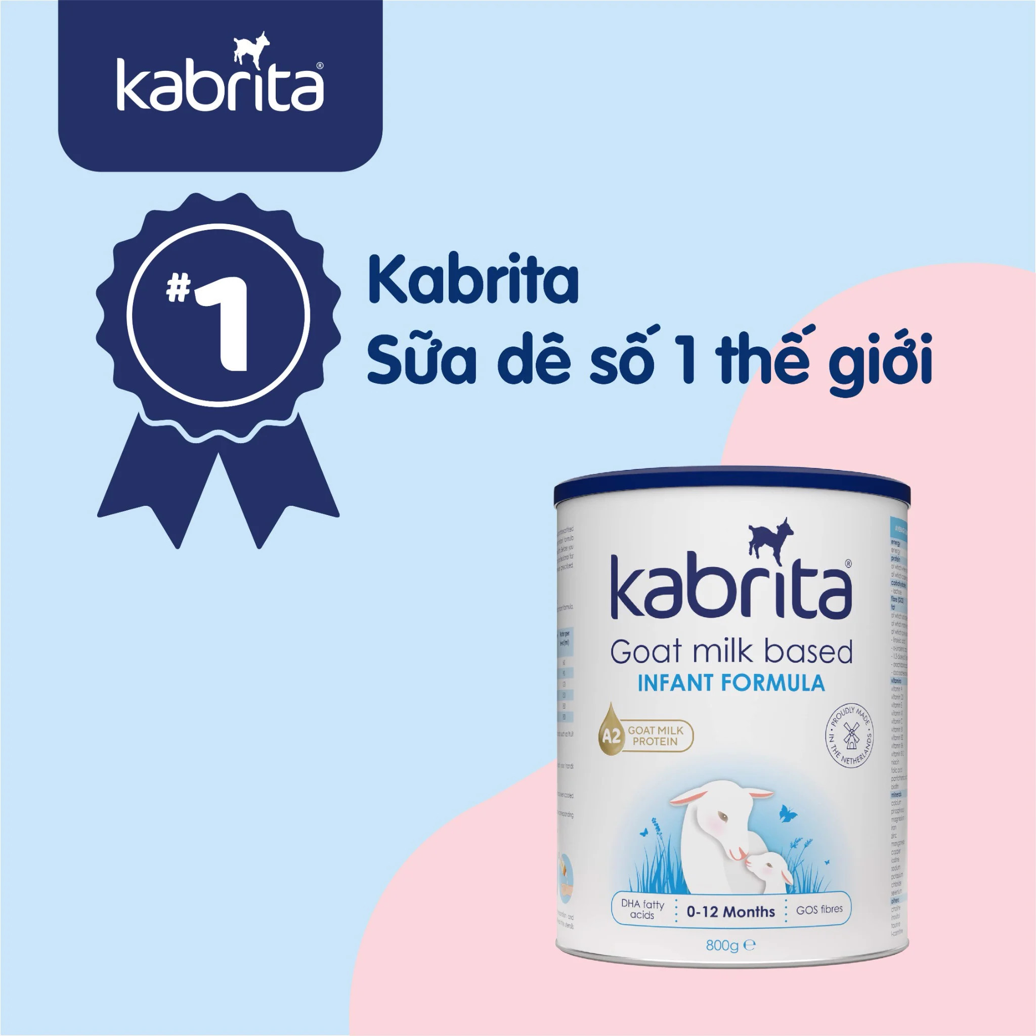 [Date 2.2025] Sữa dê Kabrita số 1 (0-12 tháng) - Lon 800g