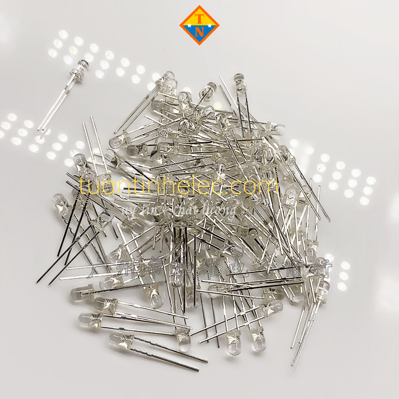 LED 3mm đơn sắc đỏ, lục, vàng, lam và trắng (10 cái)