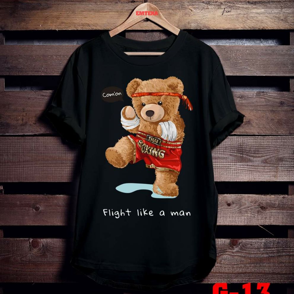 Áo thun TAY NGẮN Gấu fight like the man (TAY LỠ IB)