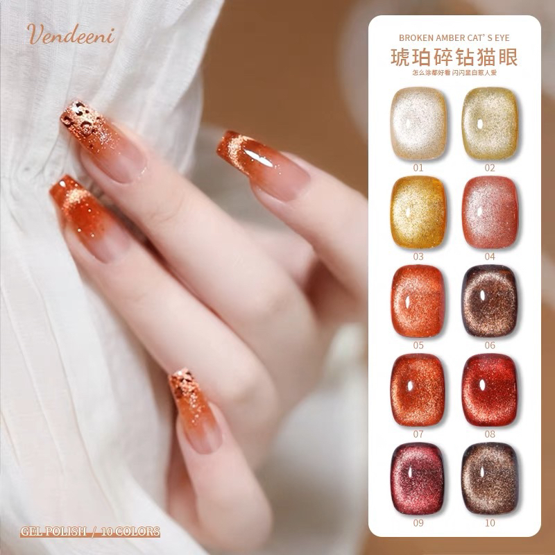 SET SƠN MẮT MÈO HỔ PHÁCH VENDEENI M1 10CHAI (tặng kèm bảng màu)