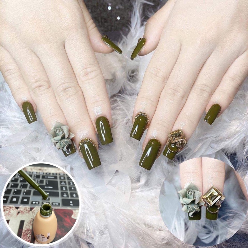 Tuyển tập mẫu nail màu xanh rêu xinh xắn siêu HOT