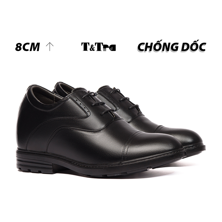 [ 8CM ] Giày Độn Nam T&TRA T86 Đen