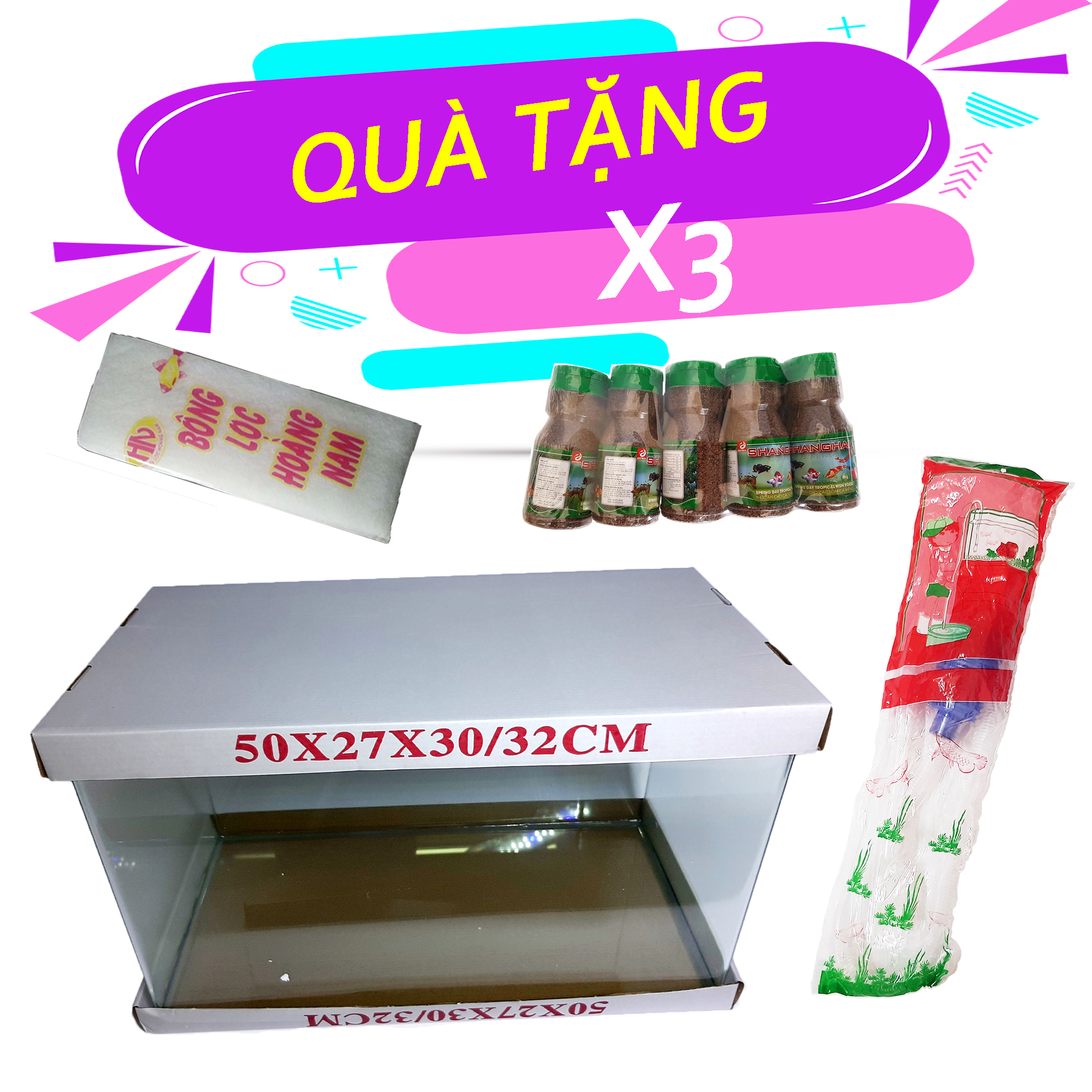 Bể cá đúc 50x27x30 cm mini để bàn