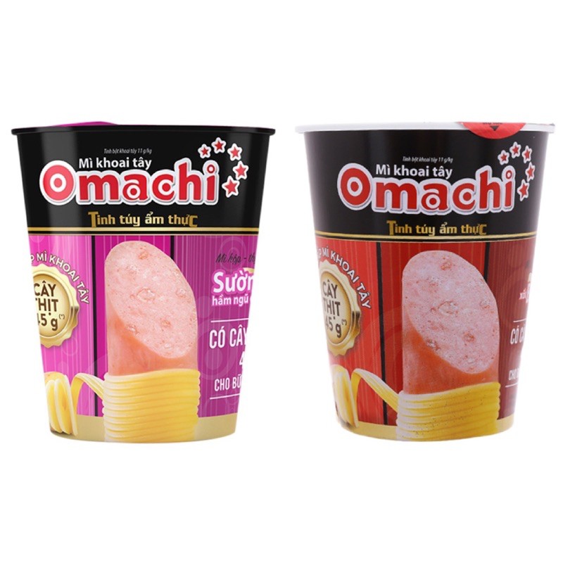 MÌ OMACHI CỐC 113G CÓ XÚC XÍCH/ CÂY THỊT 45G