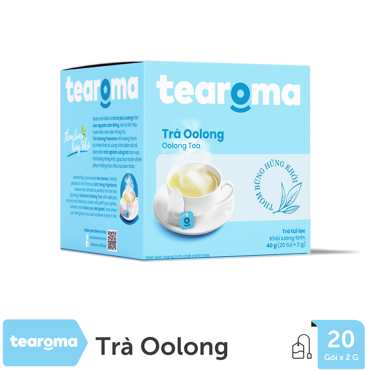 [Date T1/2025] Trà túi lọc Oolong Tearoma (Hộp 20gói x 2gr)