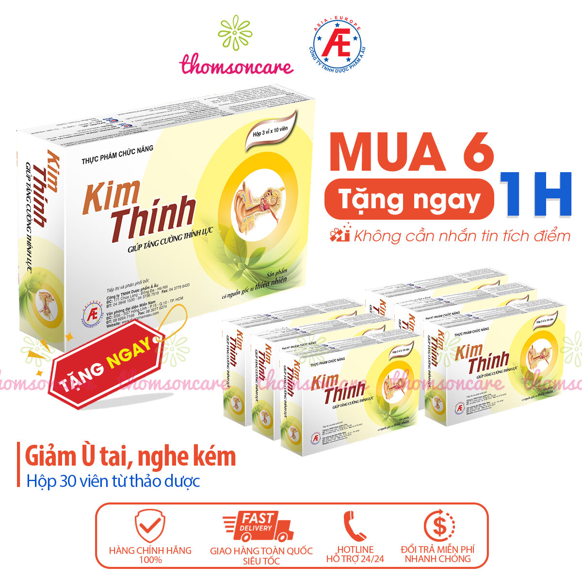 [COMBO 7 HỘP] Kim thính - Tăng cường thính lực, ù tai từ thảo dược [Kim Thinh]