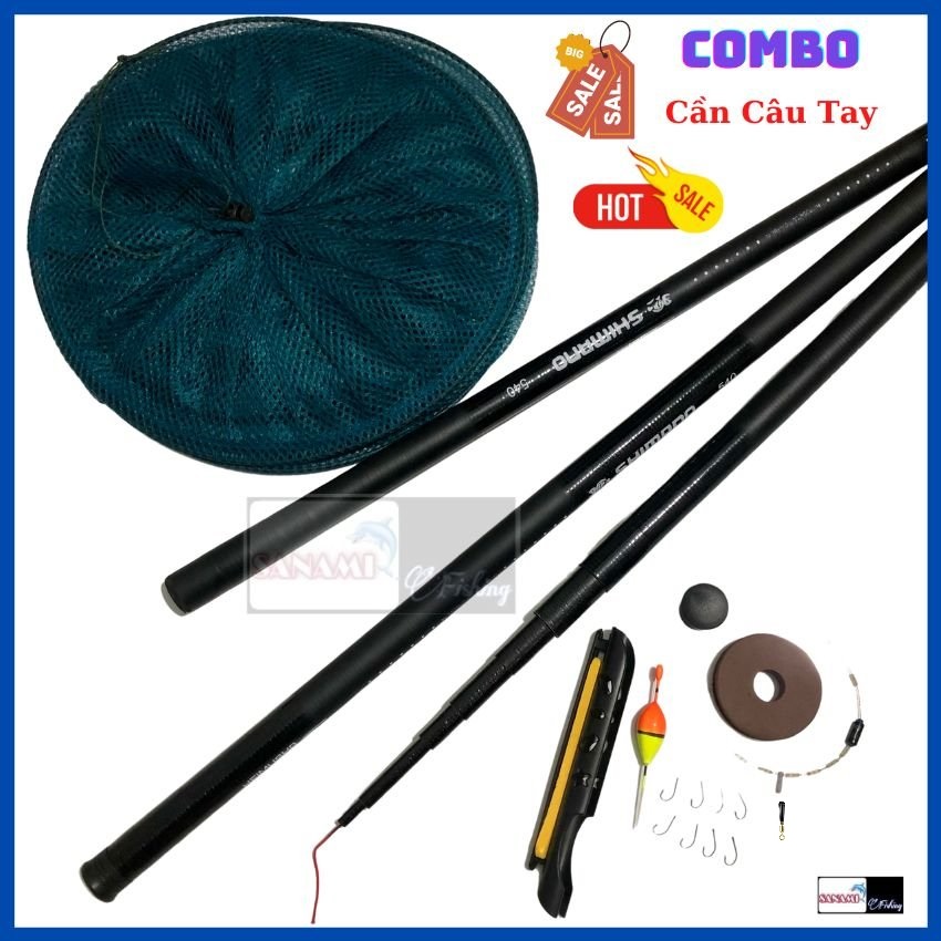 Cần Câu Tay Giá Rẻ SHIMANO HEIMUSHR , cần câu đài đủ size  dạng rút sợi cacbon - SANAMI FISHING STORE