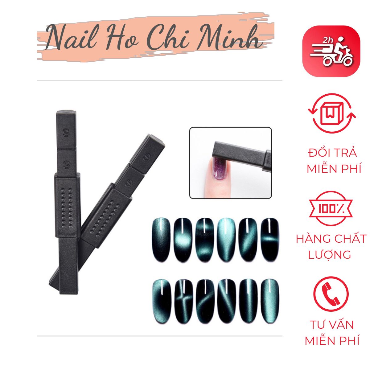 [HCM]Nam châm mắt mèo 2 đầu vuông