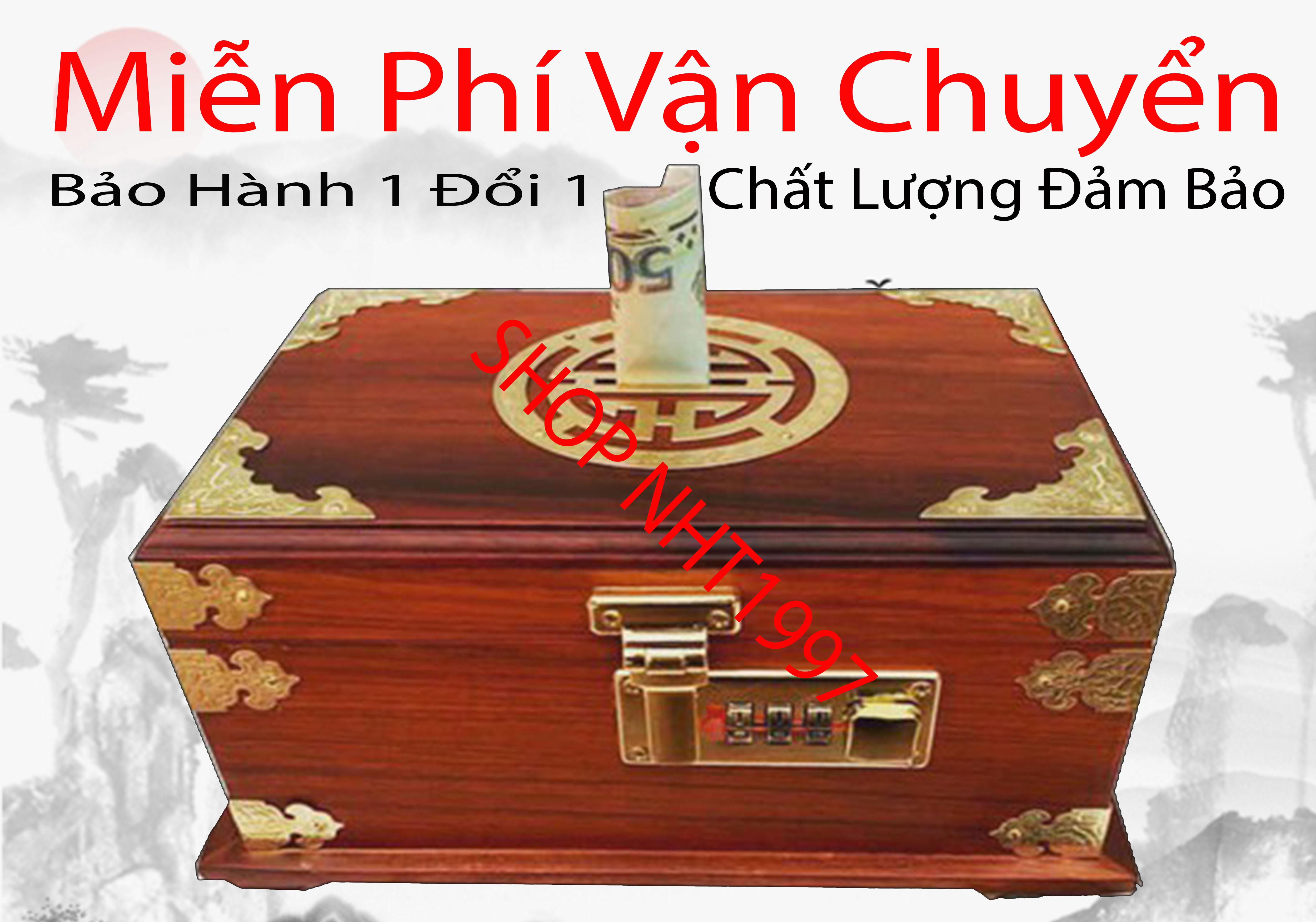 Hộp đựng tiền gỗ gõ-Hộp đựng tiền tiết kiệm