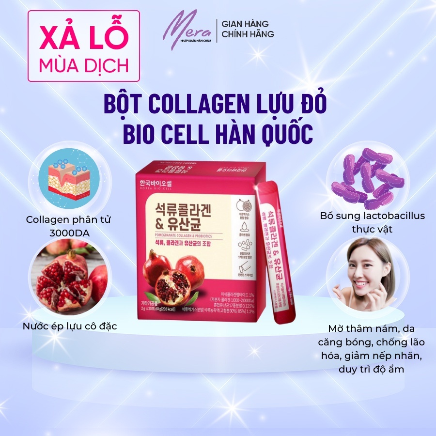 Bột Collagen Uống Lựu Đỏ Bio Cell Hàn Quốc