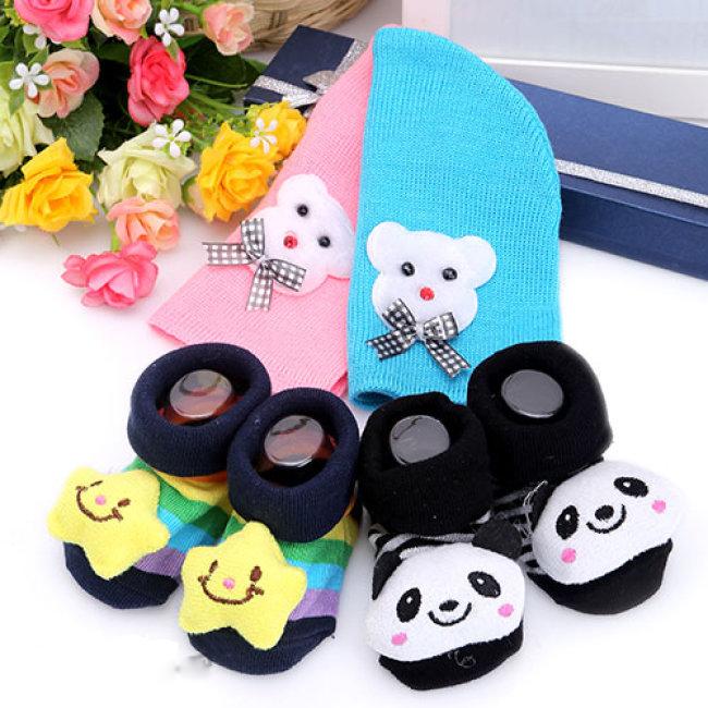 [HCM]Combo 2 Nón Len + 2 Vớ 3D Cực Cute Giữ Ấm Cho Bé
