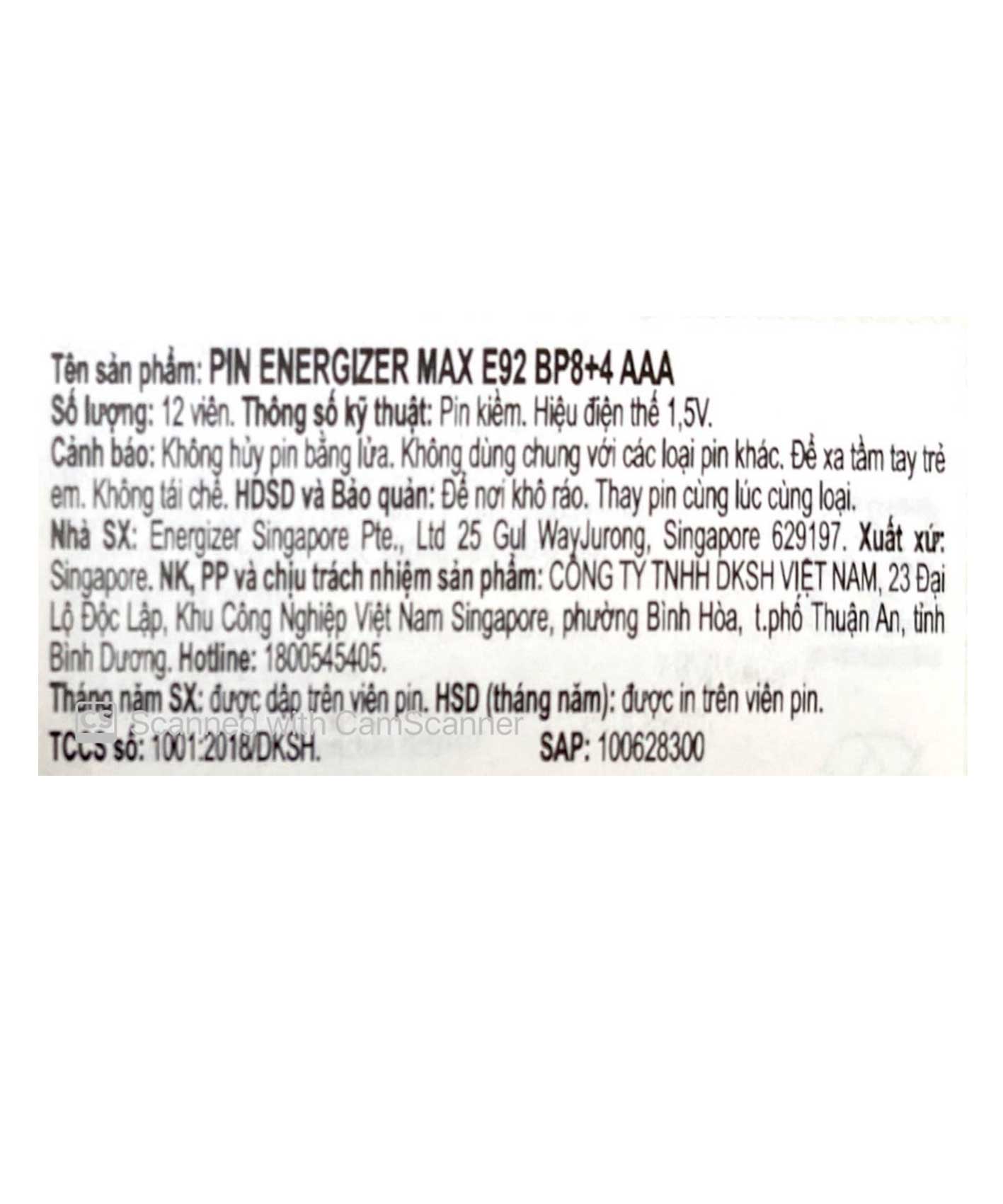 Pin Energizer AAA vỉ 12 viên