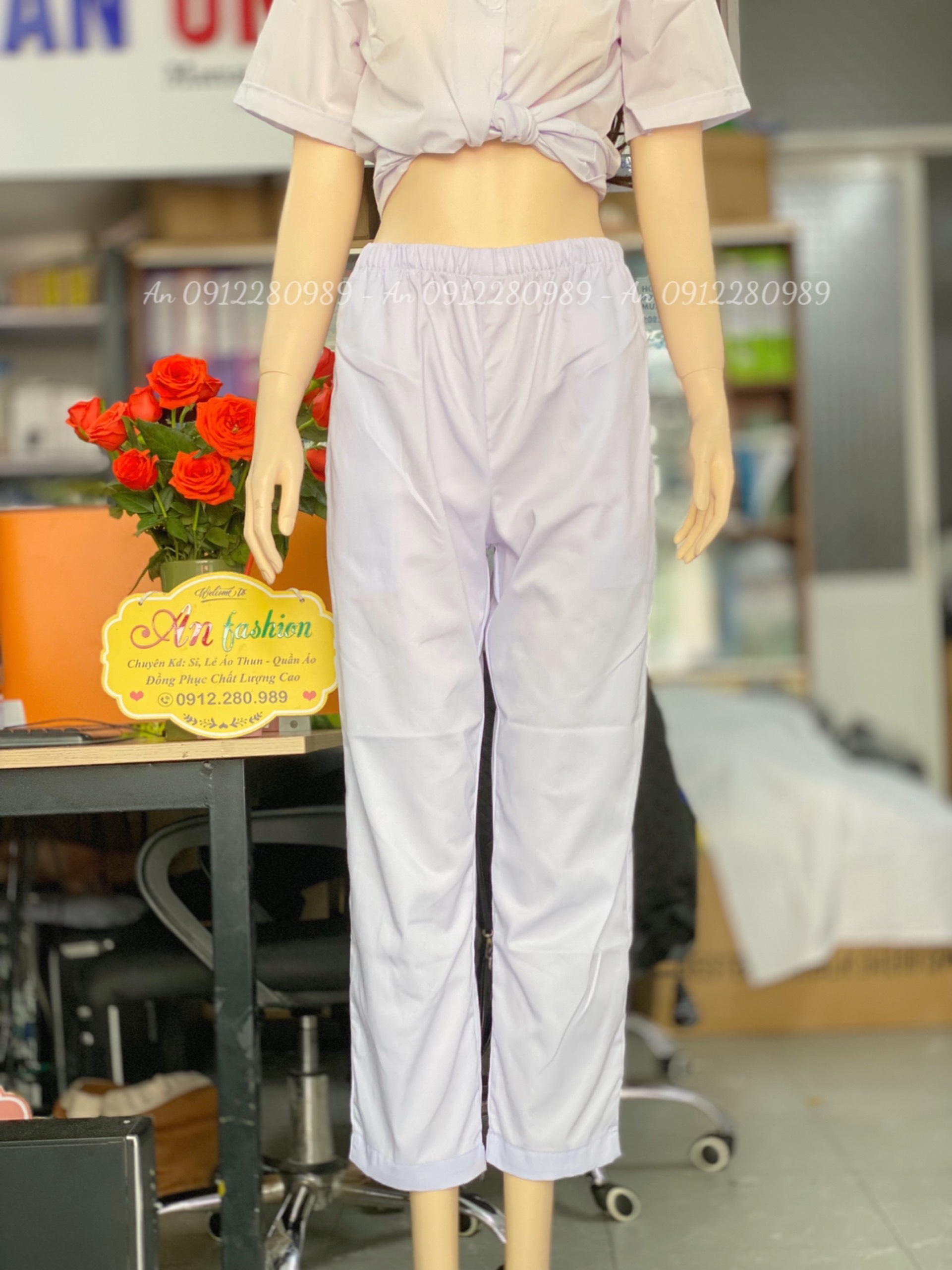 Quần blouse trắng bác sĩ, dược sĩ, y tá dùng trong y -không túi