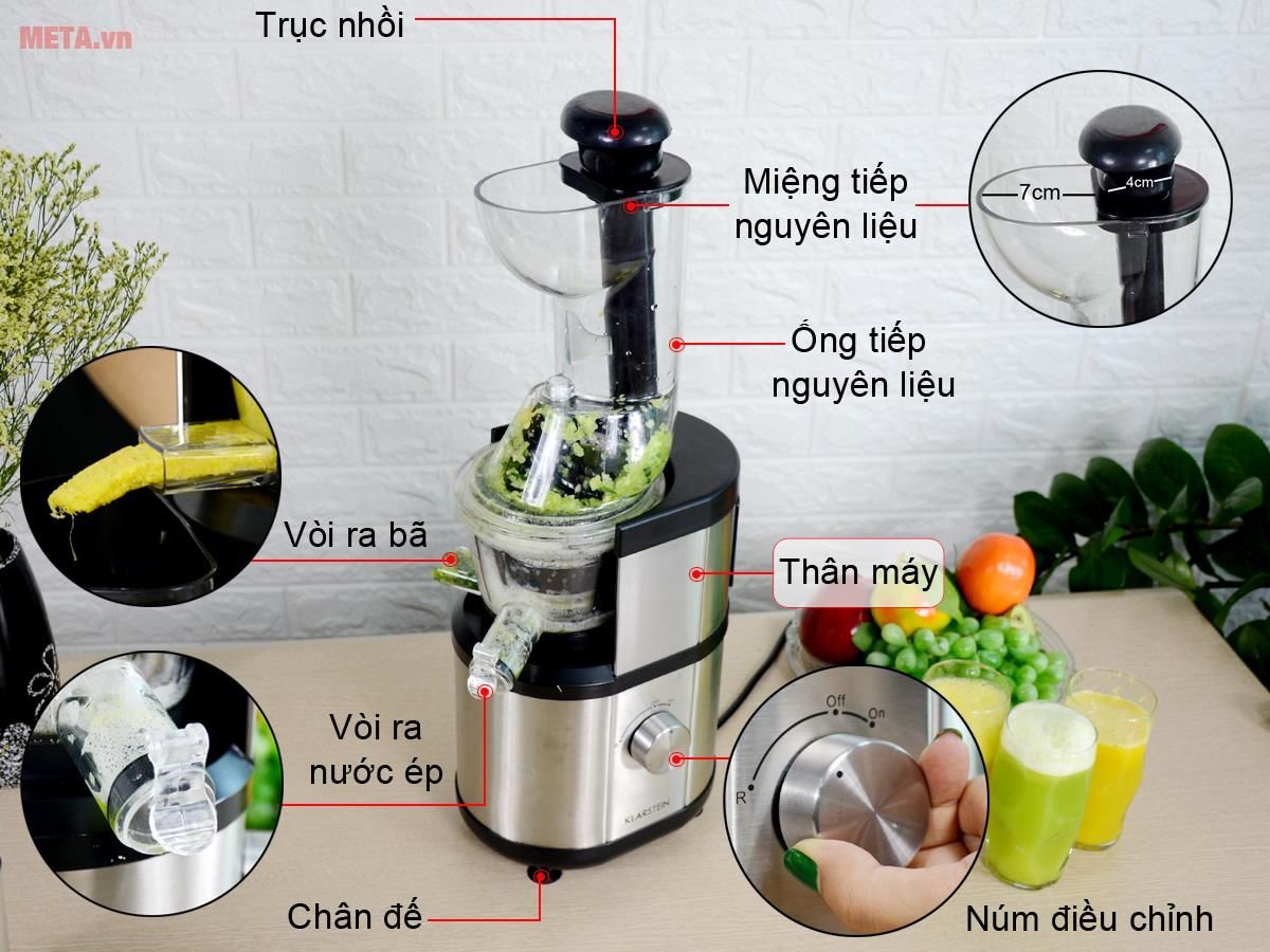 Máy ép chậm Klarstein Fruitberry 400W – Nhập khẩu CHLB Đức