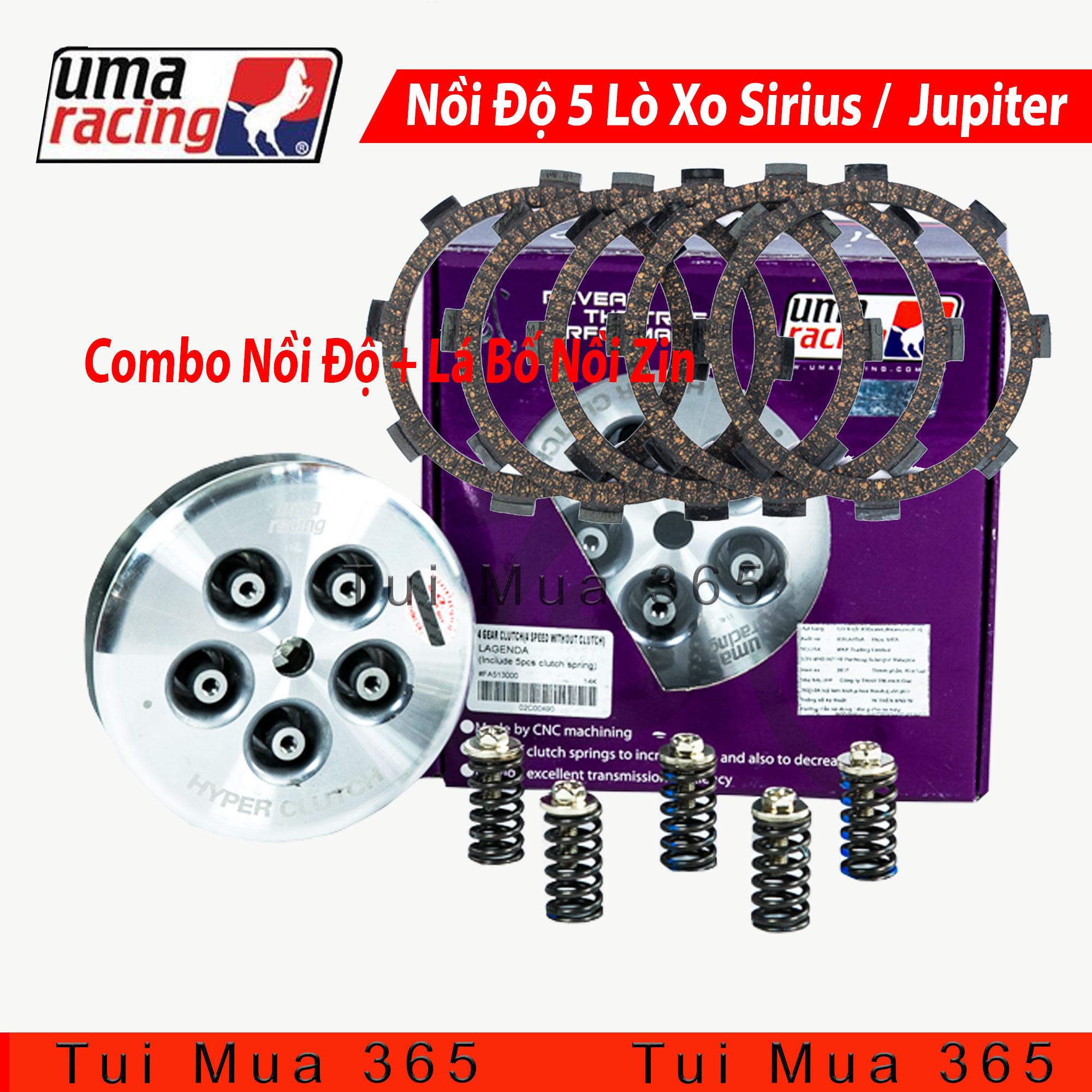 Nồi Độ 5 Lò Xo Uma Racing Dùng Cho Sirius Xăng Cơ, Jupiter V Kèm Bộ Lá Bố Nồi Exedy