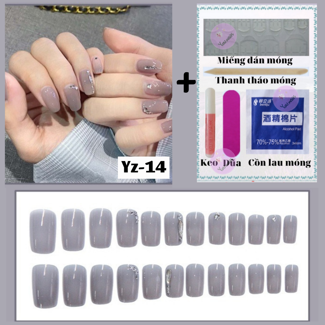 [Tặng 5 Phụ Kiện]  Set 24 Móng Tay Giả Đính Đá Cao Cấp Kèm Keo (Mã Z11_Z20))